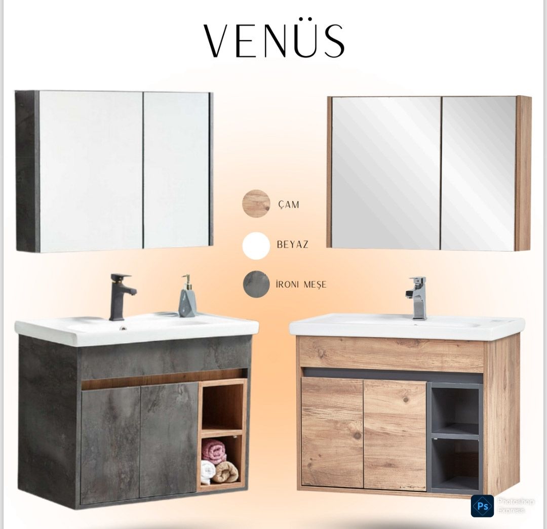 KARE VENÜS 80 CM MDF BANYO DOLABI TAKIMI